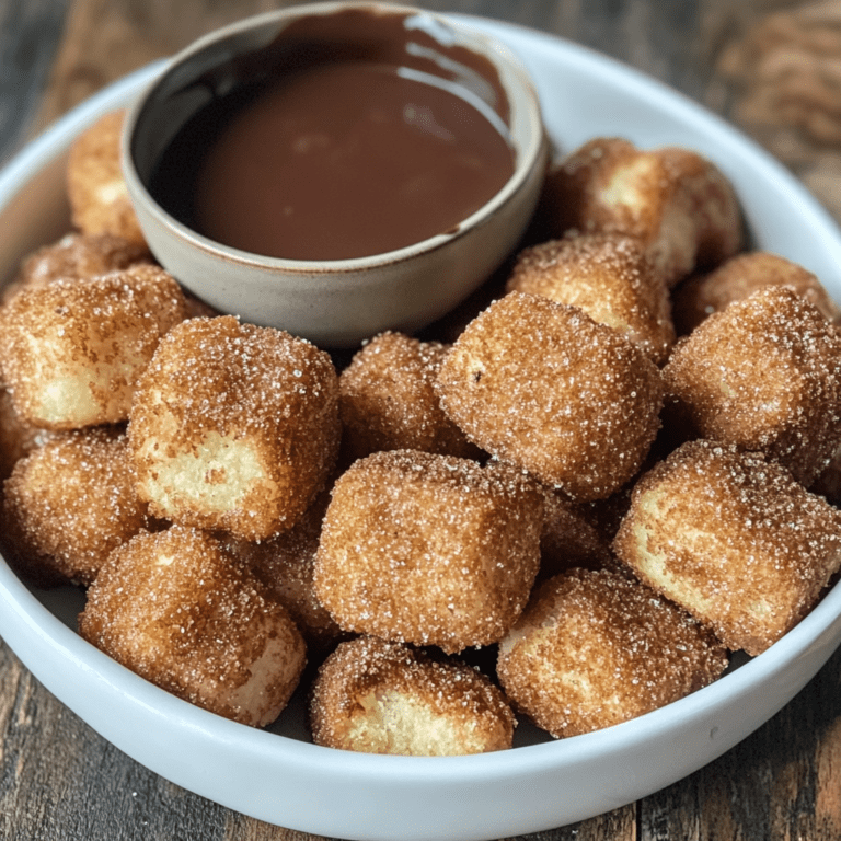 Easy Fluffy Churro Bites with Chocolate Sauce