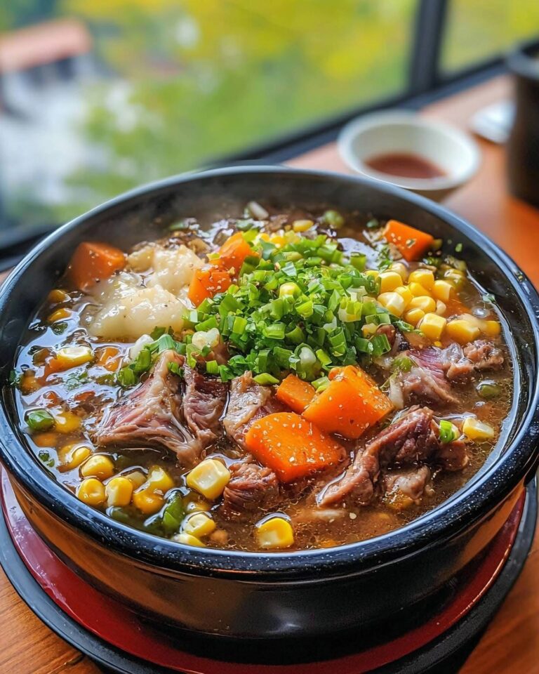 Best Beef and Veggie Soup with Corn, Carrots, Dumplings, and Green Onion