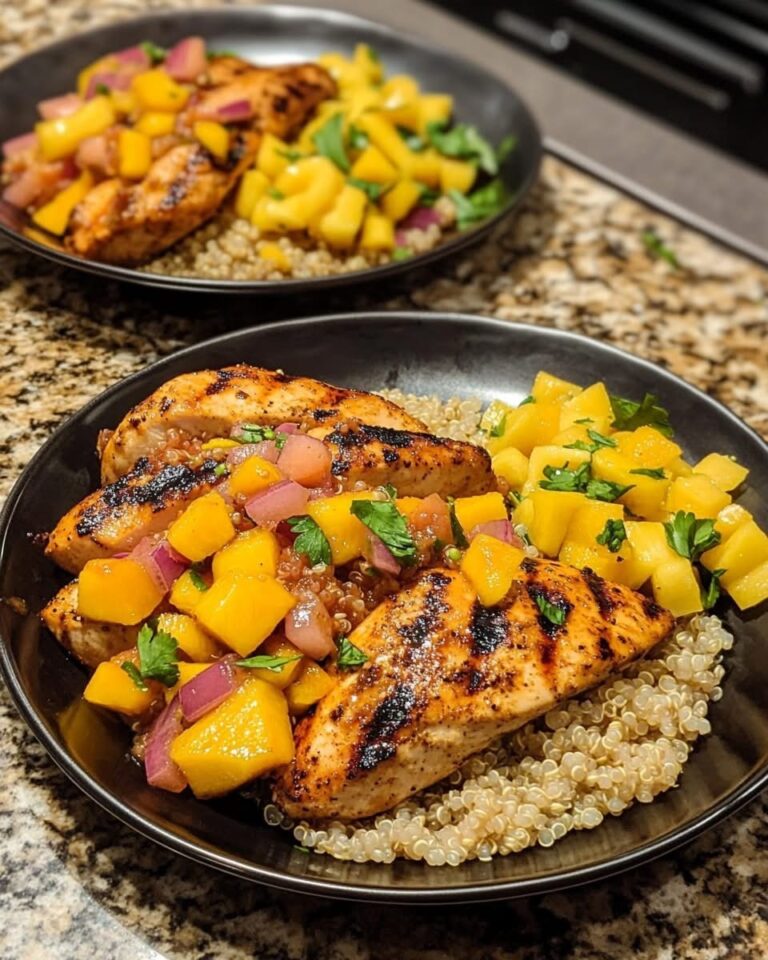 Grilled Chicken with Mango, Red Onion, and Quinoa