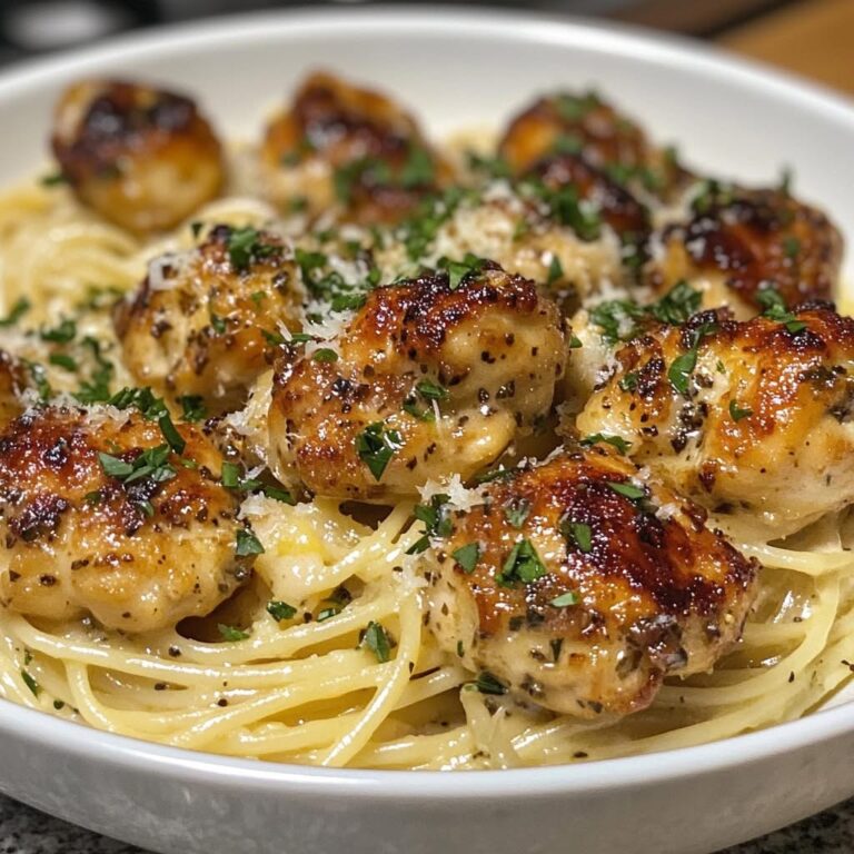 Garlic Parmesan Chicken Bites & Creamy Pasta