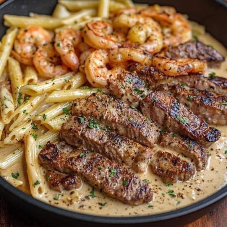 Best Steak and Shrimp Alfredo Pasta Recipe