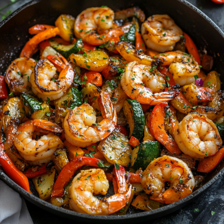 Garlic butter shrimp and vegetables