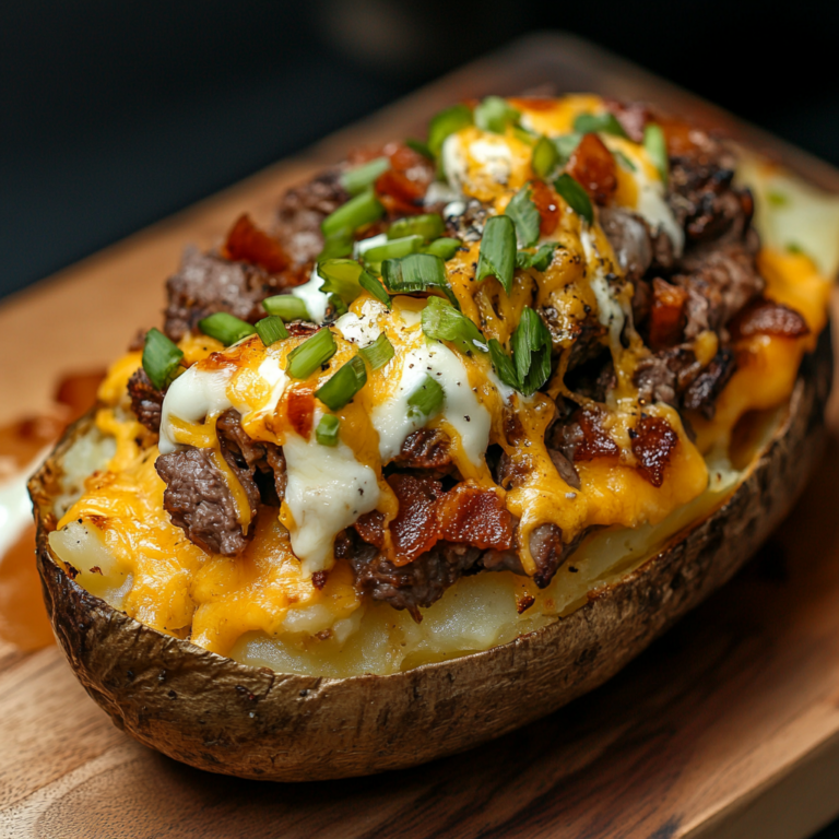 Best Loaded Steak and Cheese Baked Potatoes