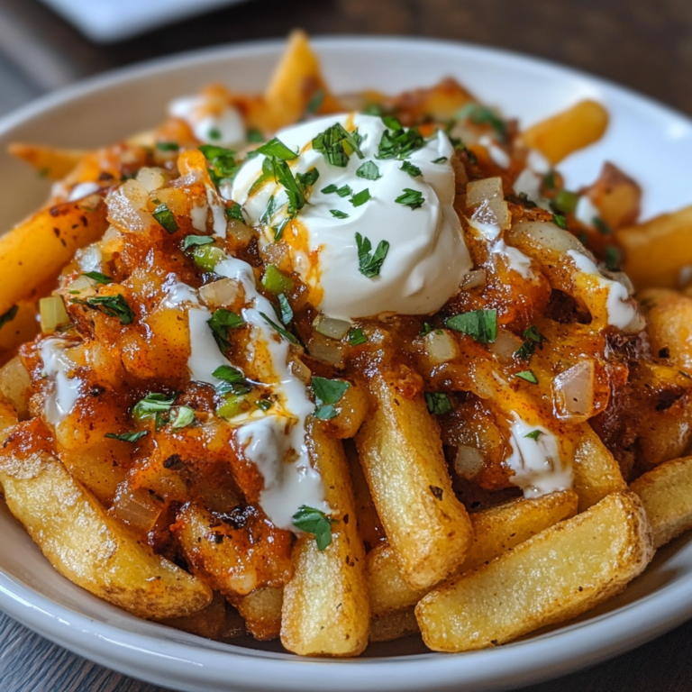 Best Beef Chili Cheese Fries with Sour Cream and Onions Recipe