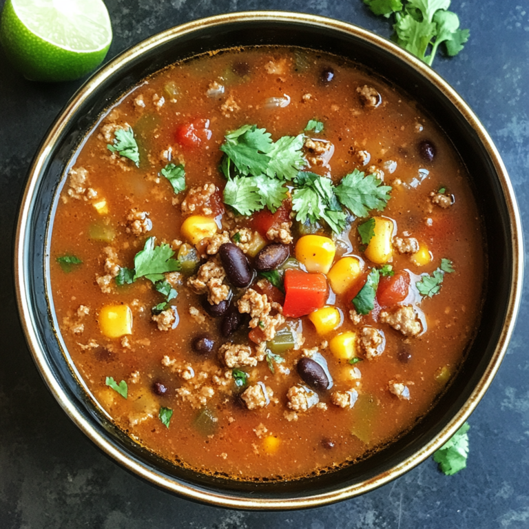 Best Ground Beef Enchilada Soup with Black Beans