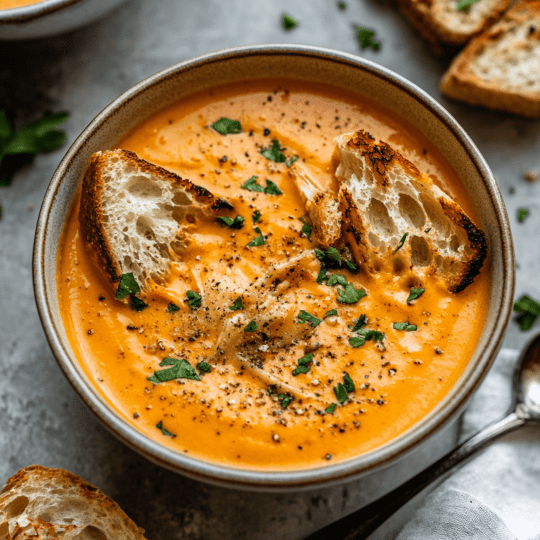 Easy Creamy Roasted Red Pepper Soup